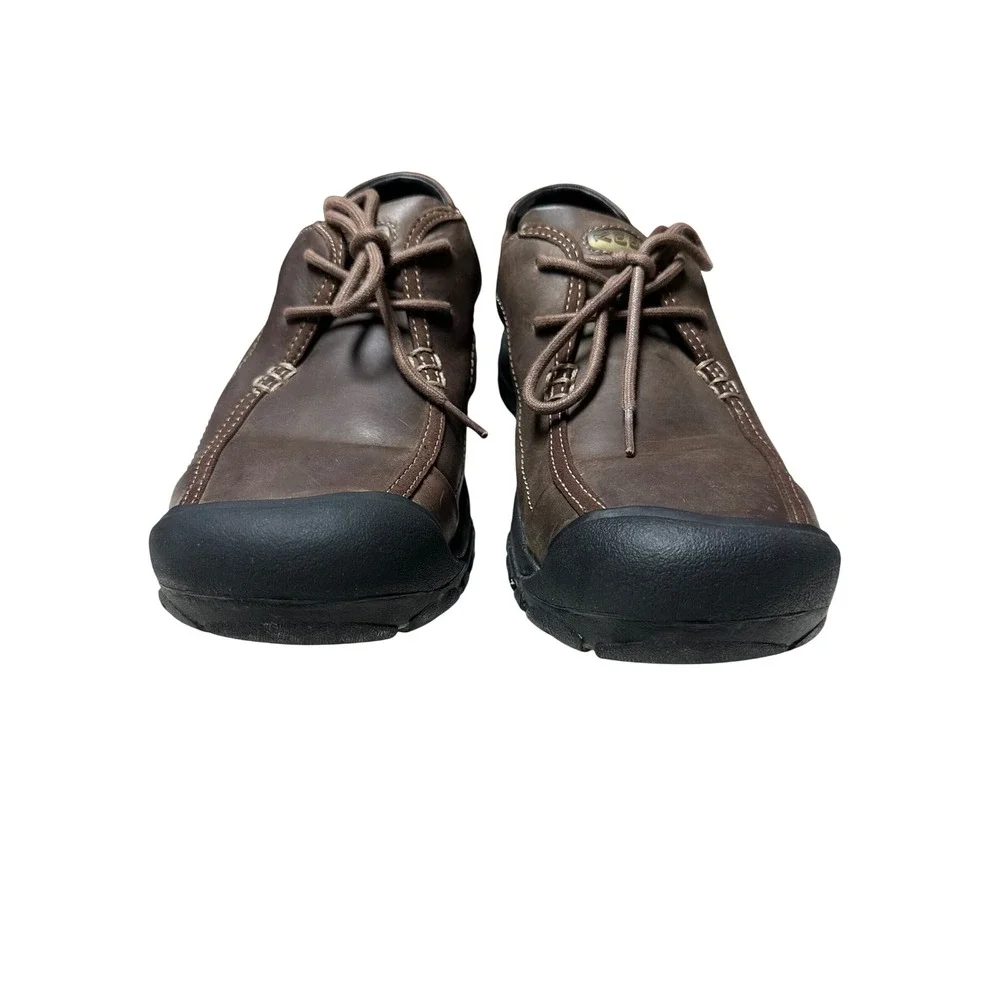 KEEN Presidio Mens Brown Leather Oxford Walking Hiking Shoes Size 10